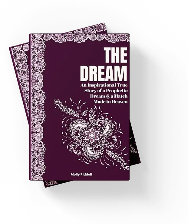 THE DREAM by Molly Riddell, book cover featuring white henna filigree on deep aubergine